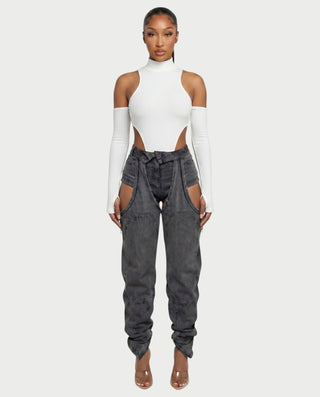 NAMI Distressed Denim Chaps Pants