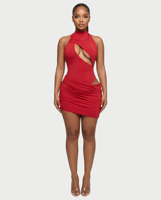 ALSEYA Draped Cutout Bodycon Mini Dress