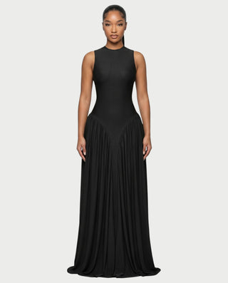 ELVANA Sleeveless Flow Draped Maxi Dress