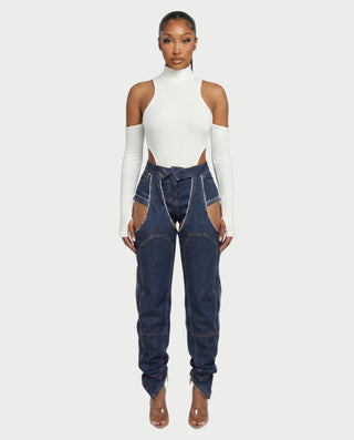 NAMI Distressed Denim Chaps Pants