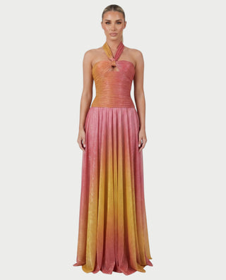 SELANIA Shimmer Knot Front Flowy Maxi Dress