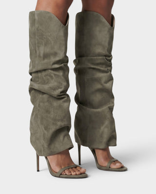 SORVAIN Slouchy Open-Toe Stiletto Boots