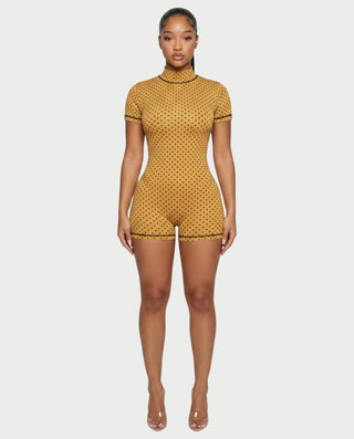 KENAYA Polka Dot High-Neck Backless Romper