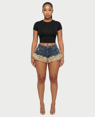 Shorts ajustados de terciopelo con cintura alta AZAIRA