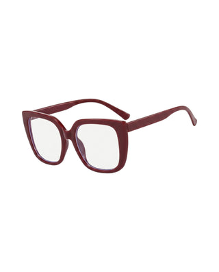 Oversized Burgundy Cat-Eye Glasses