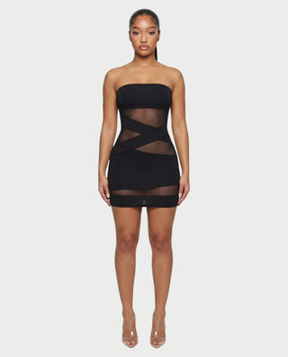 Vestido mini con aberturas de malla IRIS