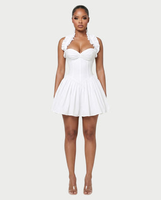 AZOURA Halter Ruffle Flare Mini Dress