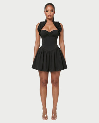 AZOURA Halter Ruffle Flare Mini Dress