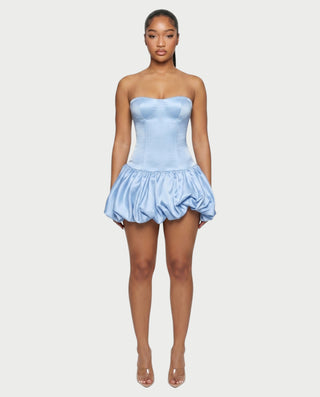 OVIDA Satin Bubble Hem Corset Mini Dress