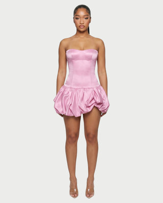 OVIDA Satin Bubble Hem Corset Mini Dress