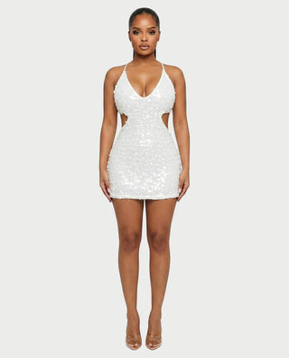 KISHNA Sparkle Sequin Cutout Bodycon Mini Dress
