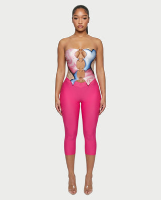 ELLIE Strapless Ring Detail Top & Capri Pants