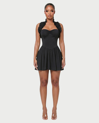 AZOURA Halter Ruffle Flare Mini Dress