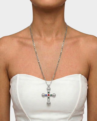 Collar de piedras preciosas con cruz de CAELIA