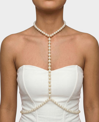 Pearl Body Chain Lariat Harness Necklace