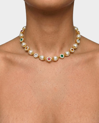 Collar de perlas y piedras preciosas ERIKA