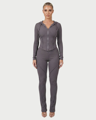 EDNA Zip-Front Hooded Top & Pants Set
