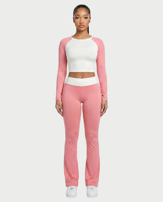 EMELIA Contrast Long Sleeve Top & Flare Pants Set