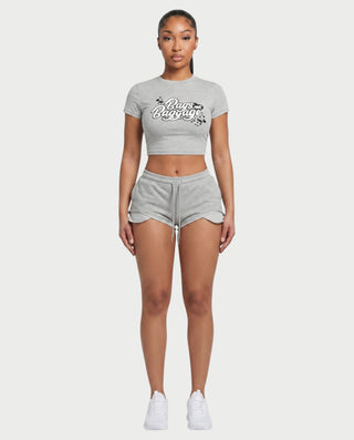 ELLE Graphic Crop & Drawstring Shorts Set