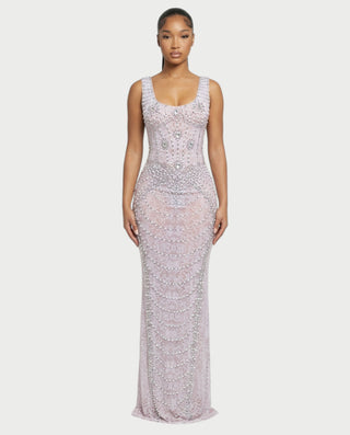 HELMA Pearl & Crystal Beaded Maxi Dress