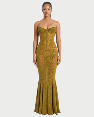 Vestido midi con flecos y escote pronunciado de LIRRA