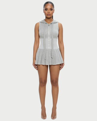 KARYS Zip-Front Hooded Mini Dress