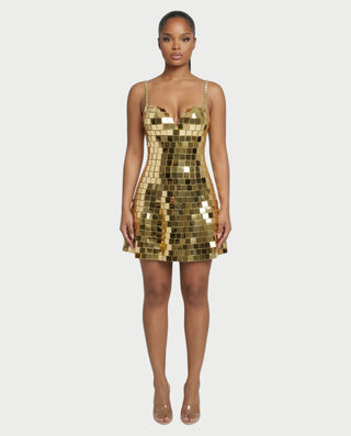 RYLA Mirror Tile Flared Mini Dress