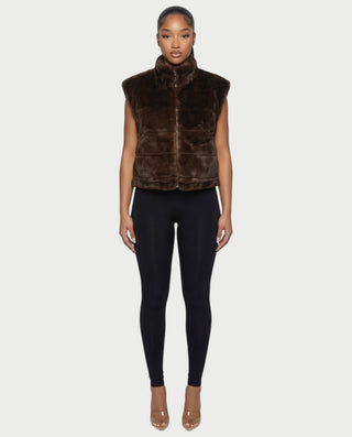 SONEYA Reversible Faux-Fur Puffer Vest