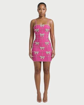 pink grid dress Hot Pink Grid Print Sweetheart Dress Confetti Boutique