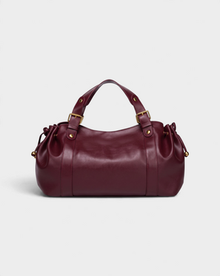SIRENA Faux Leather Slouchy Drawstring Shoulder Bag