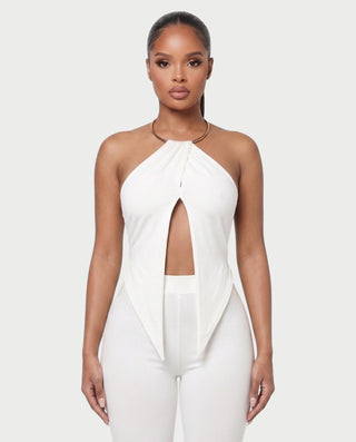 ALORNA Metal Ring Halter Top & Capri Pants Set