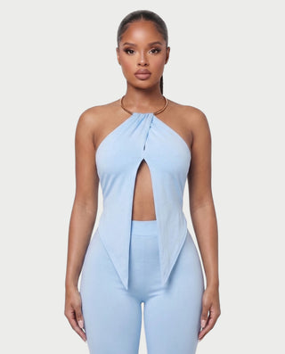 ALORNA Metal Ring Halter Top & Capri Pants Set