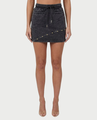 GWENY Retro Long-sleeved Studded Jacket & Skirt Set