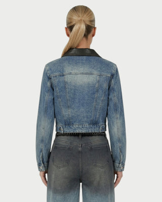 RANIA Lace-Up Denim Jacket & Wide-Leg Pants Set