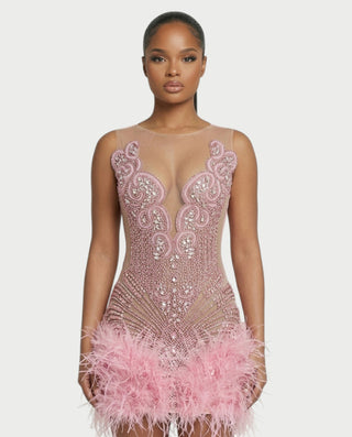 Vestido midi con flecos y escote pronunciado de LIRRA