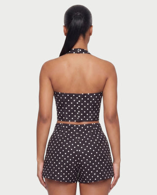 TRILA Polka Dot Halter Corset Top & Shorts Set