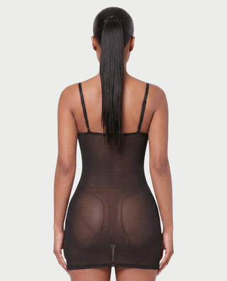 CAROLINA Sheer Mesh Low Cut Cami Mini Dress
