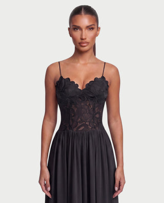 SEBRINA Floral Appliqué Cami Maxi Dress