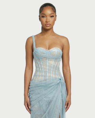 Vestido midi con flecos y escote pronunciado de LIRRA