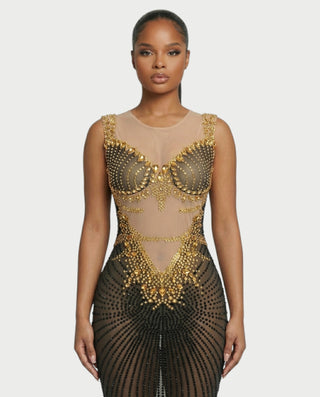 SYVON Crystal Mesh Maxi Dress