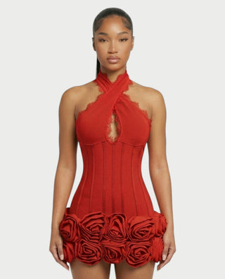 Vestido midi con flecos y escote pronunciado de LIRRA