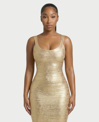 Vestido midi con flecos y escote pronunciado de LIRRA
