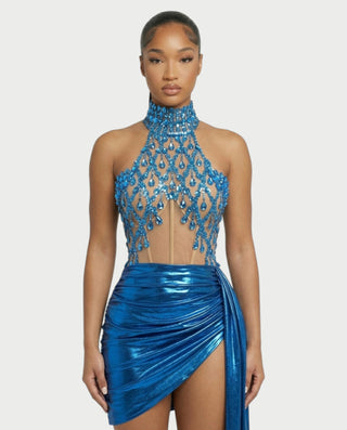 Vestido midi con flecos y escote pronunciado de LIRRA