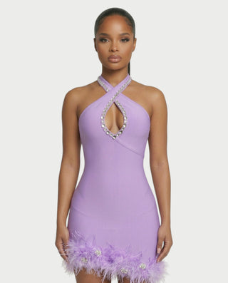 Vestido midi con flecos y escote pronunciado de LIRRA