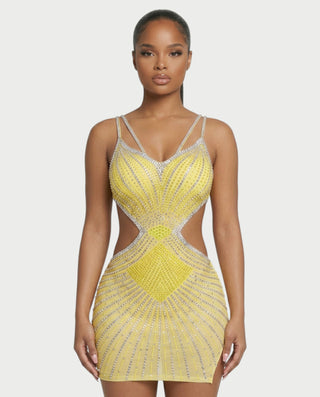 BRELLIE Crystal Cut-out Bodycon Mini Dress