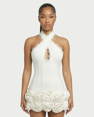 Vestido midi con flecos y escote pronunciado de LIRRA