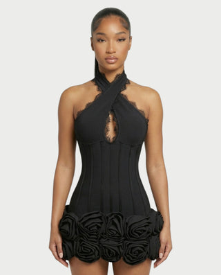 Vestido midi con flecos y escote pronunciado de LIRRA