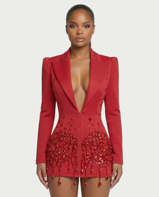 Vestido midi con flecos y escote pronunciado de LIRRA