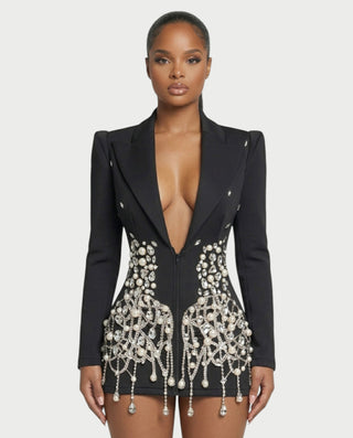 Vestido midi con flecos y escote pronunciado de LIRRA