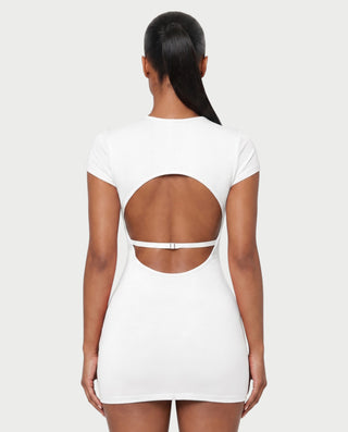 MAZEYA Crossover Neck Backless Bodycon Mini Dress